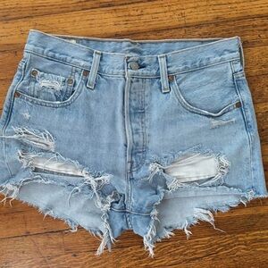 Levi's Light Blue Distressed Jean Shorts